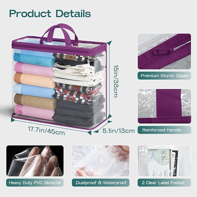 5PACK Clear Zippered Storage Bags - Image 3