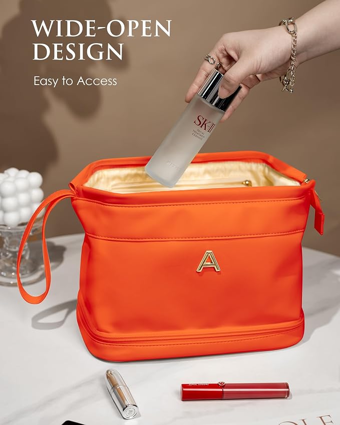 Bridesmaid Gifts for Women, Initial Makeup Bag, Personalized Double Layer - Image 3