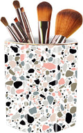 Pen Holder, Makeup Brush Holder Ceramic Shiny Gold Terrazzo Marble Stone by LEAZUL