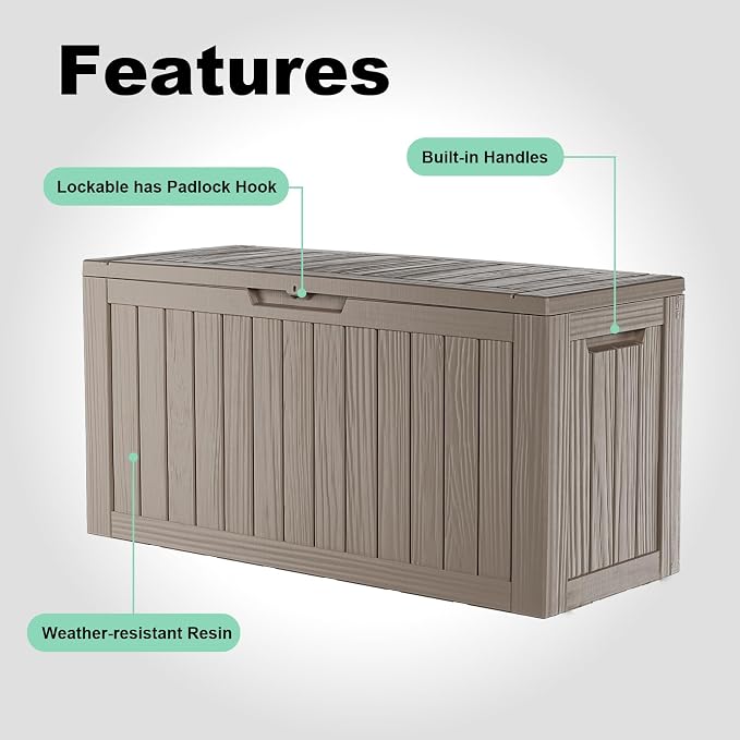 86 Gallon Outdoor Deck Box, Storage Lockable Waterproof Patio Furniture - Image 6
