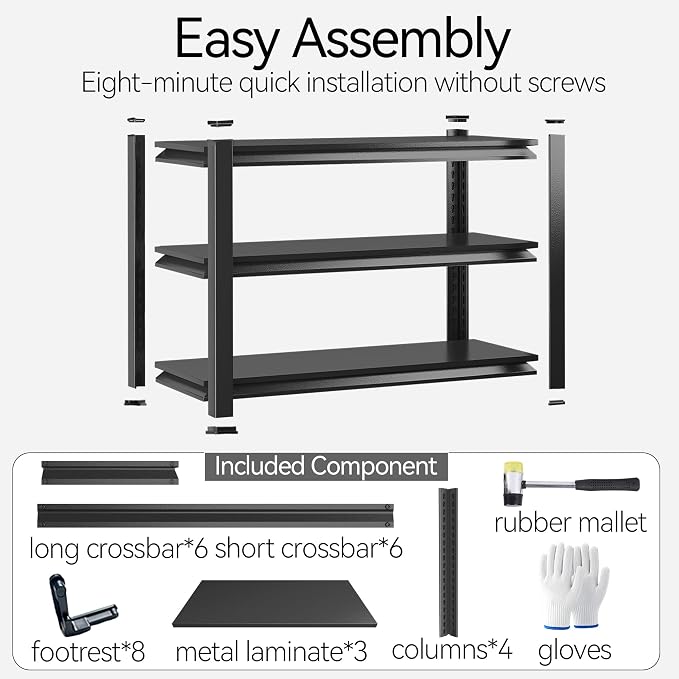 Storage Shelves, Garage Metal Shelving Unit, Adjustable, Double-Layer Column - Image 6