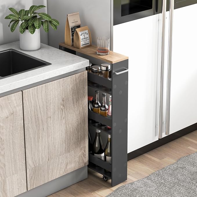Rolling Storage Cart, 4 Tier Slim Storage Cabinet - Image 2