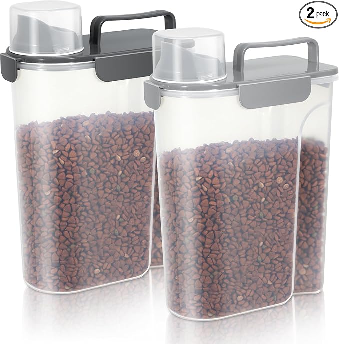 Cat Dog Food Storage Container, Upgraded Large Nozzle, 5LBS Plastic Pet Food by LEAWALK