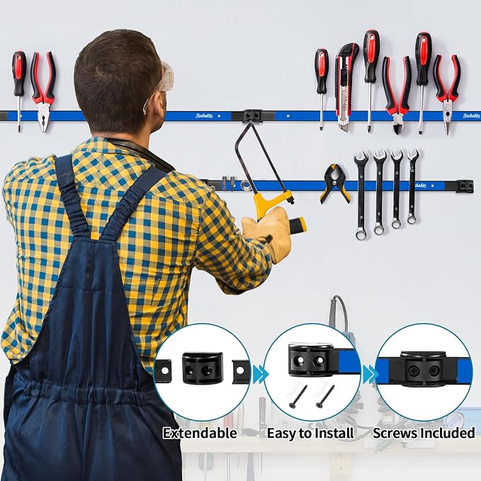6 Pieces 12" Magnetic Tool Holder Strip, Metal Tool Organizer Rack - Image 3