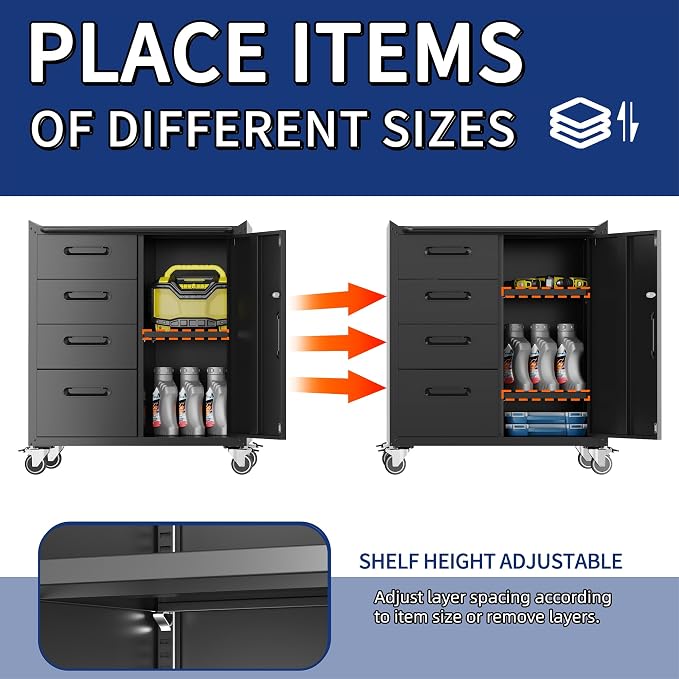 Tool Storage Cabinet, Rolling Tool Cabinet - Image 6