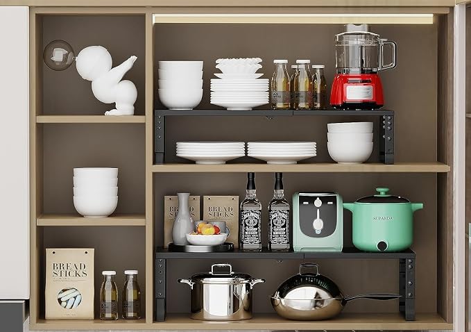 Expandable Cabinet Shelf Organizer Storage Spice Rack Shelves - Image 2