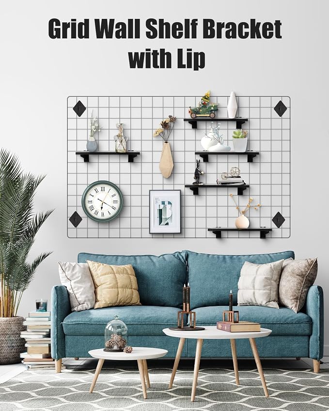 6 Pack GridWall Shelves with Metal Brackets - Image 3