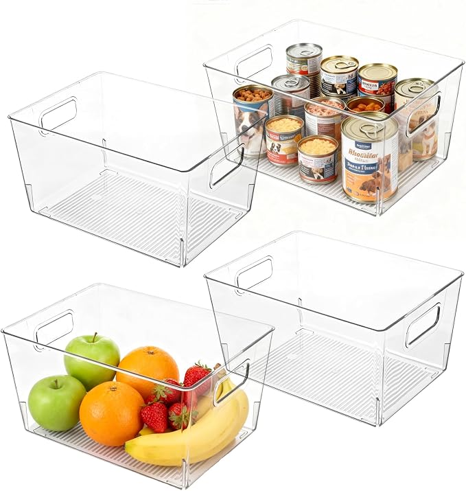 MOONEDGE 6 Pack Large Plastic Storage Bins, Pantry Storage - Image 8