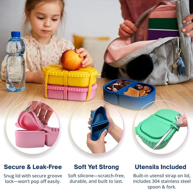 4 Pack Reusable Silicone Snack Containers - Image 2