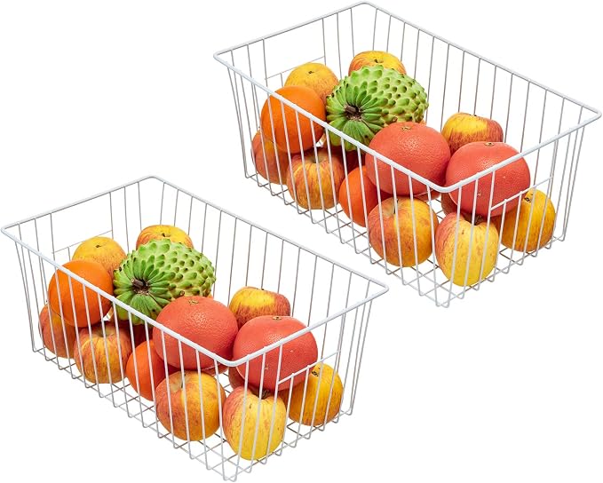 16Lx12W inch Wider Freezer Storage Organizer Baskets Container, Deep Metal Wire - Image 3