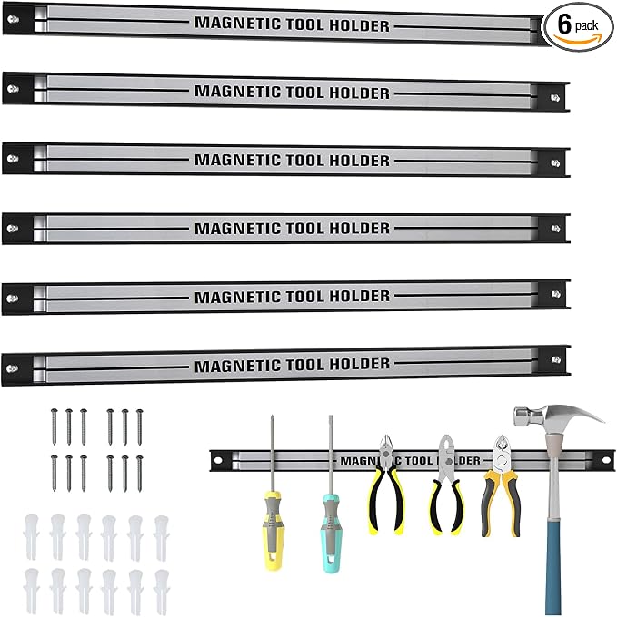 Goplus 6PCS 18" Magnetic Tool Holder, Wall Mounted 176LBS Capacity Magnetic by Goplus