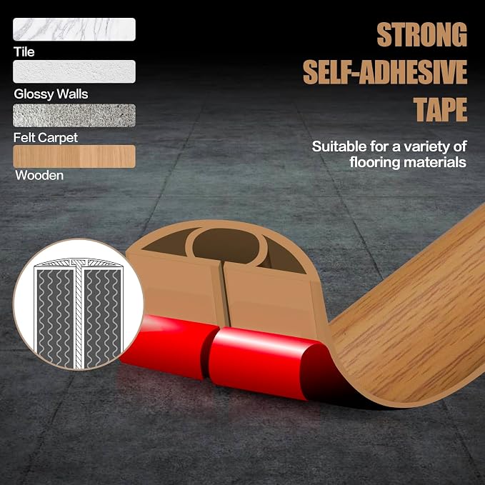 Floor Cord Cover Self Adhesive Cord Hider, 20FT Cable Management, Extension - Image 2