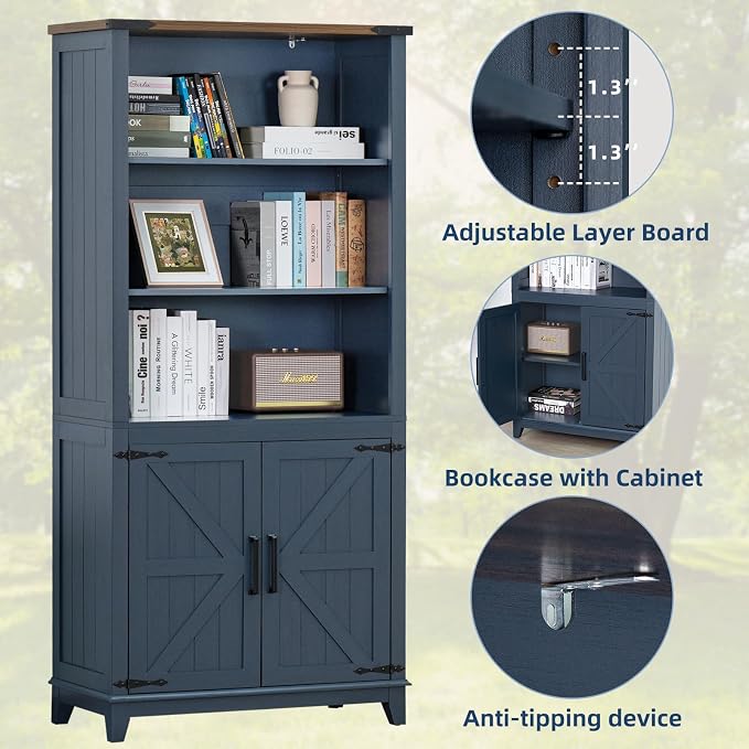 5 Tier Bookshelf 70in Tall Bookcase - Image 3