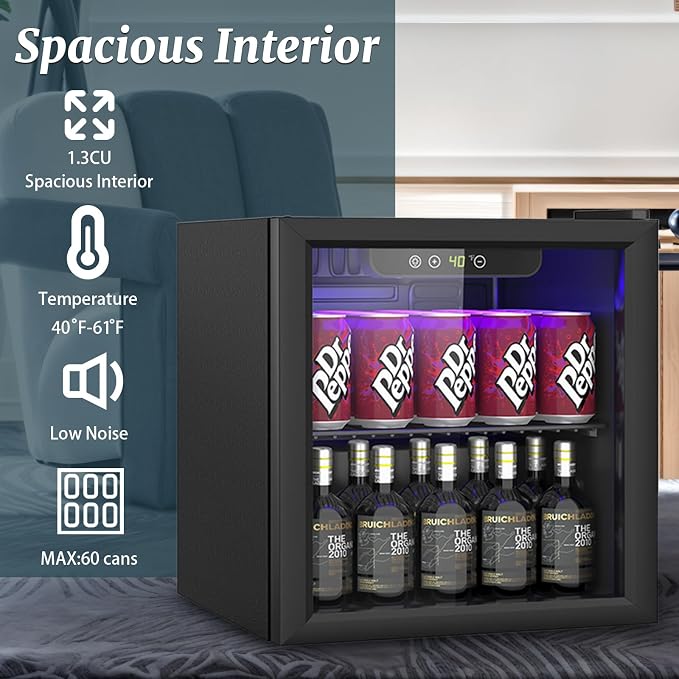 Compact 60 Can/1.3 Cu.Ft Mini Fridge - Image 5