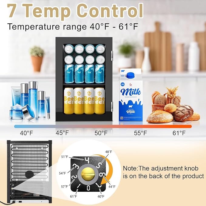 7 Temp Control 24Can/0.9Cu.Ft Mini Fridge - Image 3