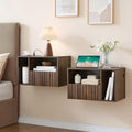 Floating Nightstand with Charging Station, Walnut Fluted Wall Mounted by BuildHom