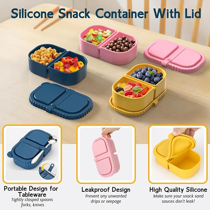6 Pack Reusable Silicone Snack Containers - Image 4