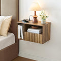 Modern Rustic Brown Fluted Floating Nightstand by BuildHom