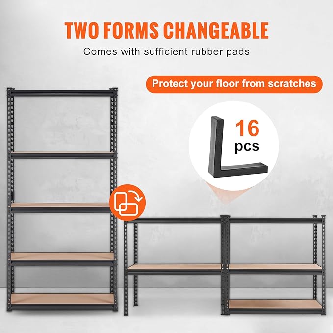 VEVOR Storage Shelving Unit, 5-Tier Adjustable, 2000 lbs Capacity, Heavy Duty - Image 6