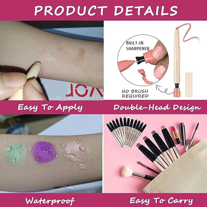 Eyeshadow Makeup, Waterproof Hypoallergenic Long Lasting Eye Liner, Highlighter - Image 4