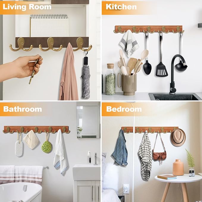 25 Pack Coat Hooks Wall Hooks for Hanging, Heavy Duty Double Prong Metal Hook - Image 2