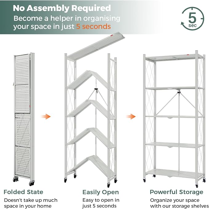DEANIC 5 Tier Foldable Storage Shelves - Image 4