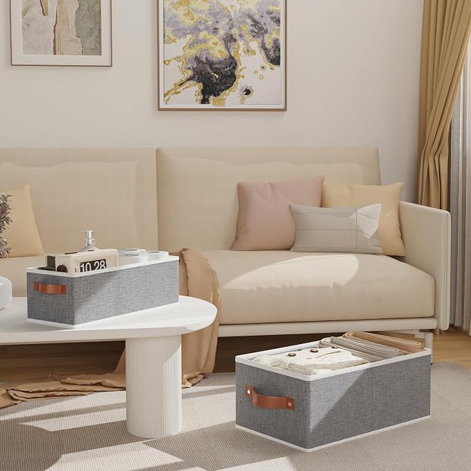 OUTBROS Foldable Bins With Handles, Fabric Storage Boxes, Foldable Bins With - Image 7