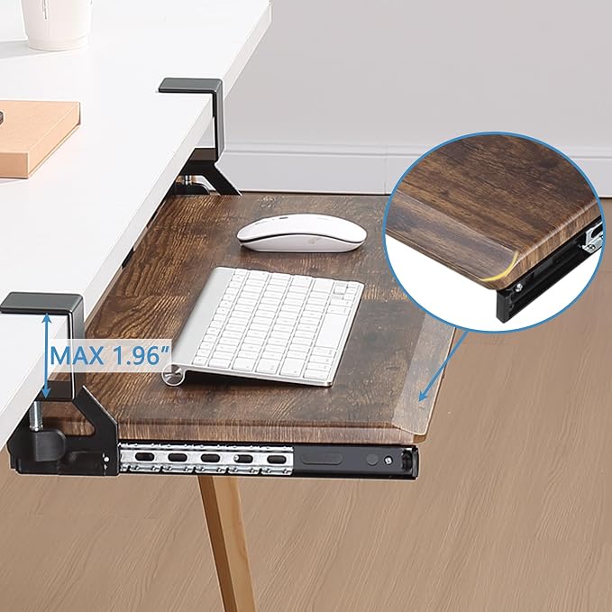 ETHU Keyboard Tray Under Desk, 19.7" X 12.2" Small Size C Clamp Keyboard Drawer - Image 7