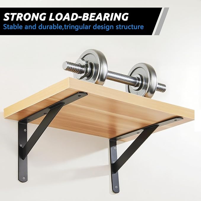 4 Pack L 6" x H 4" Heavy Duty Shelf Brackets - Image 4