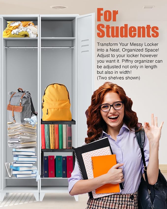 Locker Organizer Shelf， Adjustable Width and Height, Ideal Locker Shelf - Image 4