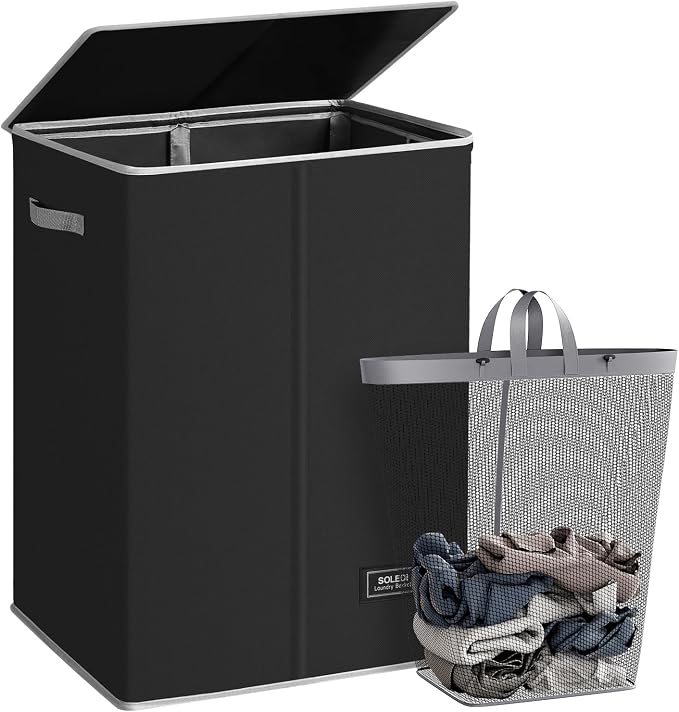 SOLEDI Laundry Hamper with Lid 130L Large & Tall Collapsible Laundry Basket by SOLEDI