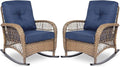 VIVIJASON 2 Piece Patio Wicker Rattan Rocker Chair, Outdoor Rattan Rocker Chair by VIVIJASON