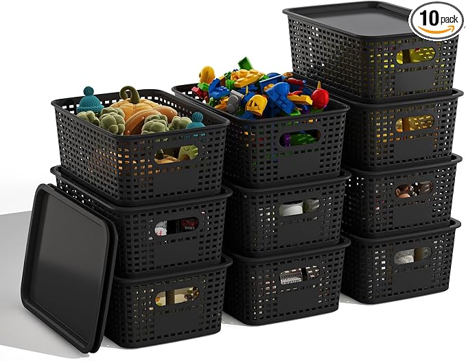 Black Plastic Storage Baskets by BOBIBOSS
