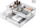 HOTOOLME 7PCS Clear Drawer Organizers Bins, 4 Size Stackable Makeup Drawer by HOTOOLME