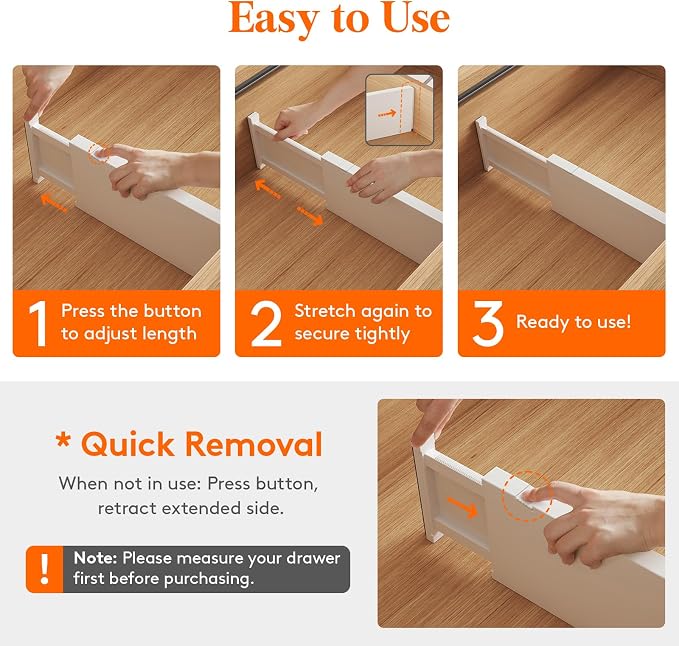Lifewit 5 Pack 5" High Drawer Divider, 13.5-22" Expandable Deep Drawer Dividers - Image 7