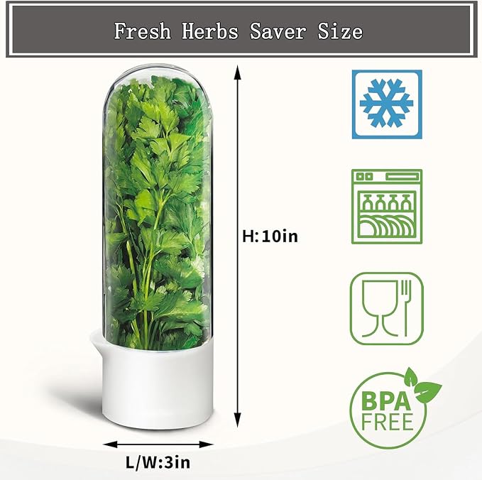 Herb Saver for Refrigerator, Cilantro Container for Fridge, Fresh Herbs Lettuce - Image 2