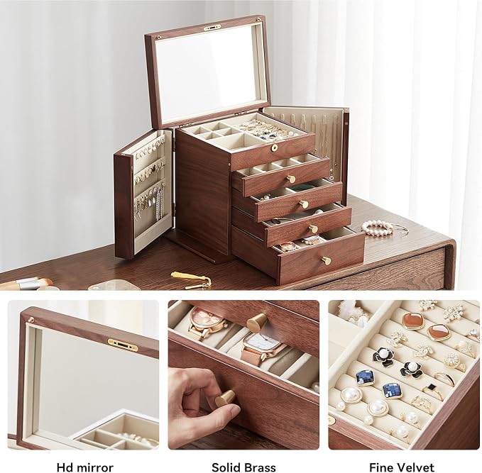 CHOSIN Black Walnut Wooden Jewelry Box - Image 3