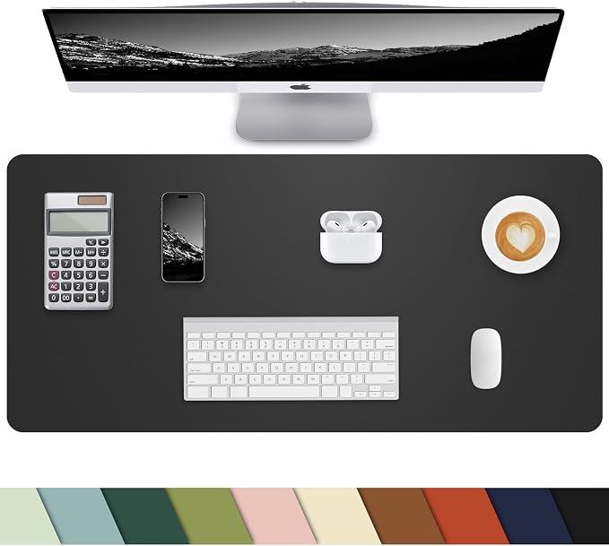 Small Desk Mat, Leather Desk Pad Protector, Desk Mouse pad, Office Desk mat by cebowa