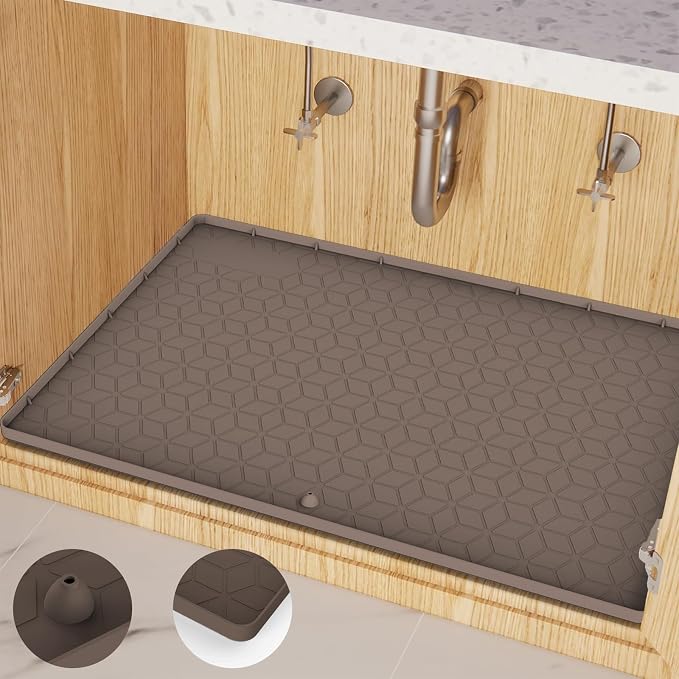 Under Sink Mat for Kitchen, Silicone Waterproof Liner by MIFADFAOtailoredtoyourhome