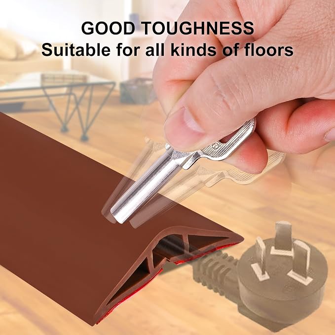 10Ft Floor Cord Cover Brown Silicone Cable Protector Easy to Install Wire - Image 4