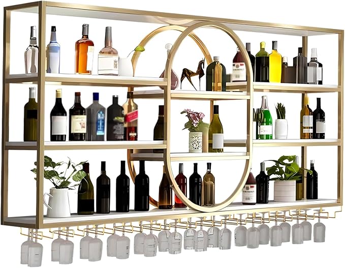 Large Wall Mount Wine Rack, Metal 4 Tier Large Capacity Hanging Bar Rack - Image 7