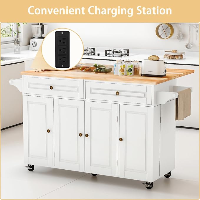 59’’ Rolling Kitchen Island Cart - Image 4