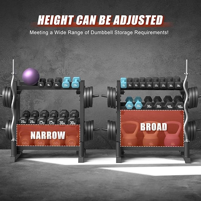 3-Tier Dumbbell Rack, 1100LB Capacity Adjustable Weight Rack - Image 3