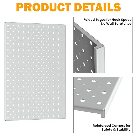 Pegboard Smith Metal Pegboard Panels, Wall-Mounted Pegboard Organizer System - Image 4