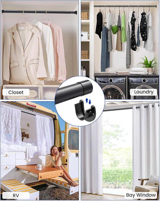 4 PACK Closet Rods for Hanging Clothes, 17 to 84 Inches Stepless Adjustable - Image 6