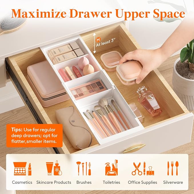 Lifewit Sliding Makeup Drawer Organizer Trays - Image 3