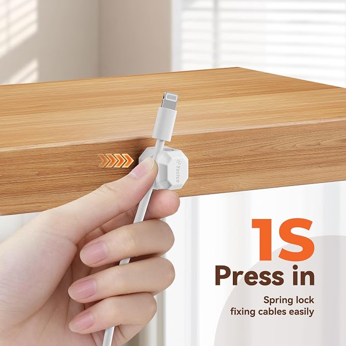 12 Pack Rotatable Cable Clips, Spring Cord Organizer Desk Cable Management Cord - Image 5