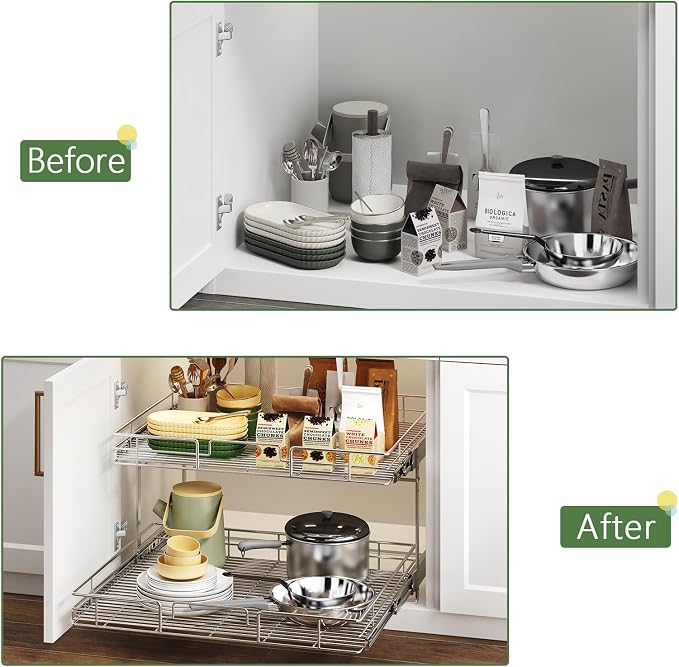 2 Tier Individual Pull Out Cabinet Organizer 28½" W x 21½" D, Heavy Duty - Image 8