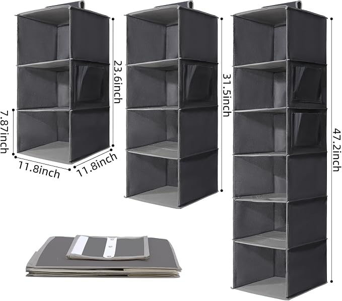 2 Packs Hanging Closet Organizer Storage, 6-Shelf Hanging Shelves - Image 2