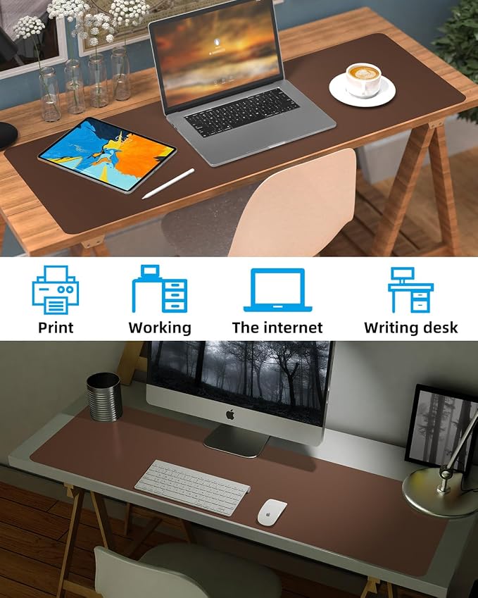 Large Leather Desk Pad Protector, Office Mat, Mouse Pad, Non-Slip Blotter - Image 6